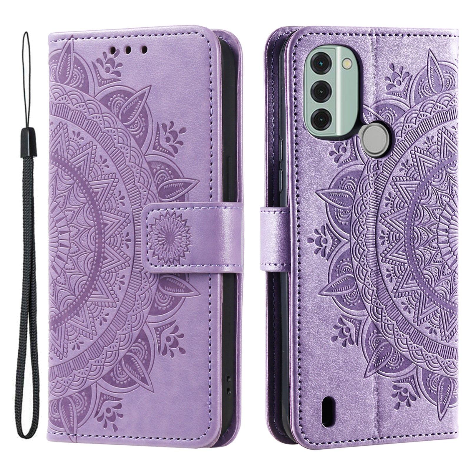 For Nokia C31 4G Mobile Phone Shell Imprinted Mandala Flower Pattern Wallet Stand Phone Cover Case with Strap For Nokia C31 4G Mobile Phone Shell Imprinted Mandala Flower Pattern Wallet Stand Phone Cover Case with Strap